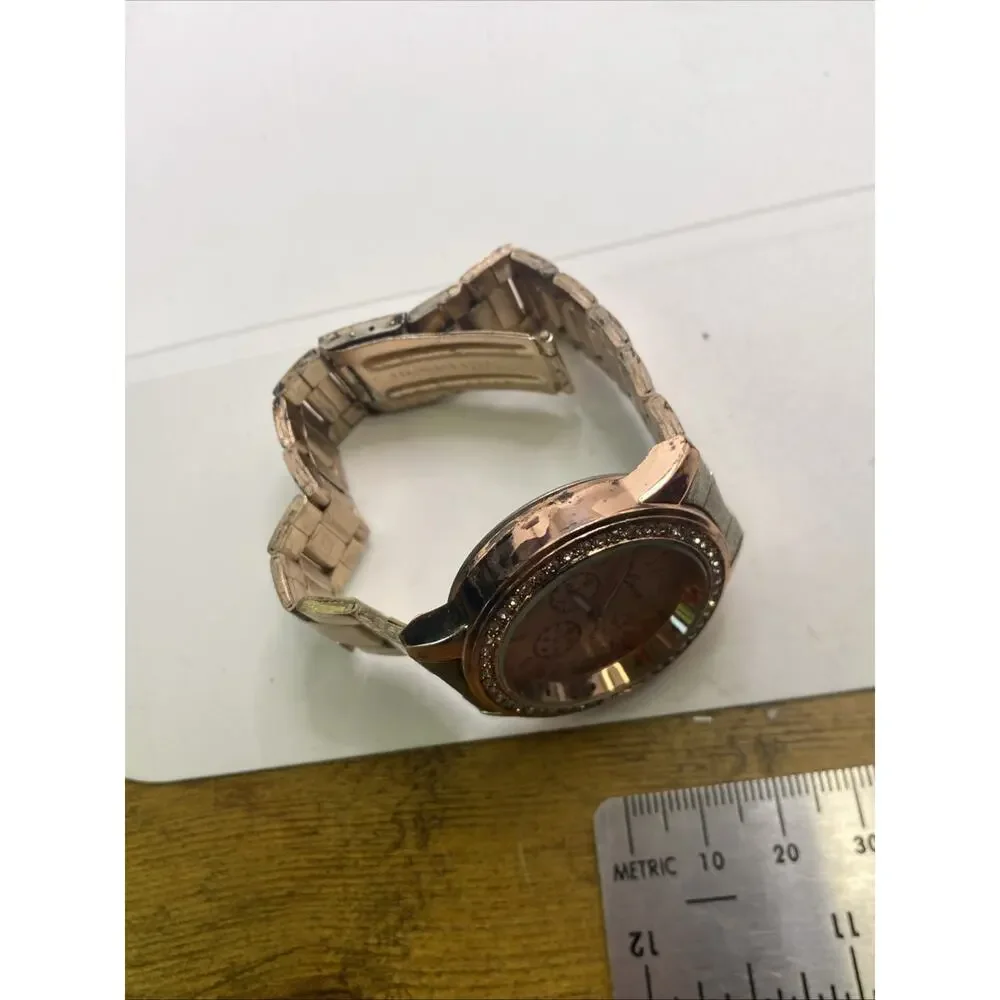 Geneva Womens Rose Gold Worn Watch New Battery